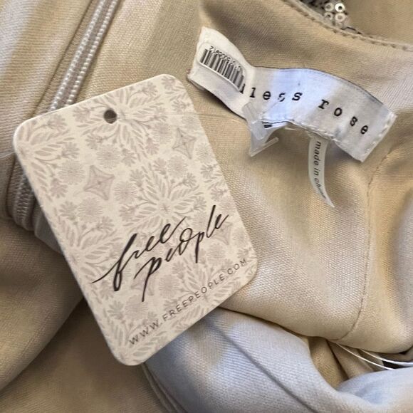 Free People Endless Rose NWT sequined spaghetti strap metallic cocktail dress. - Picture 9 of 12